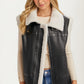 Faux Leather Shearling Vest with Zipper Front