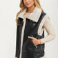 Faux Leather Shearling Vest with Zipper Front