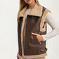 Faux Leather Shearling Vest with Zipper Front