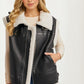 Faux Leather Shearling Vest with Zipper Front