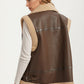 Faux Leather Shearling Vest with Zipper Front