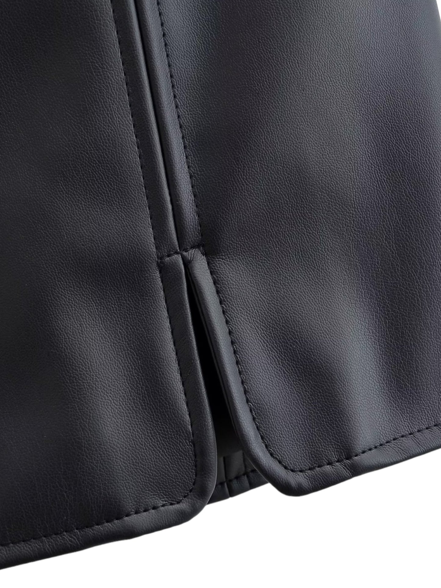 Font Vent Panel Faux Leather Mini Skirt