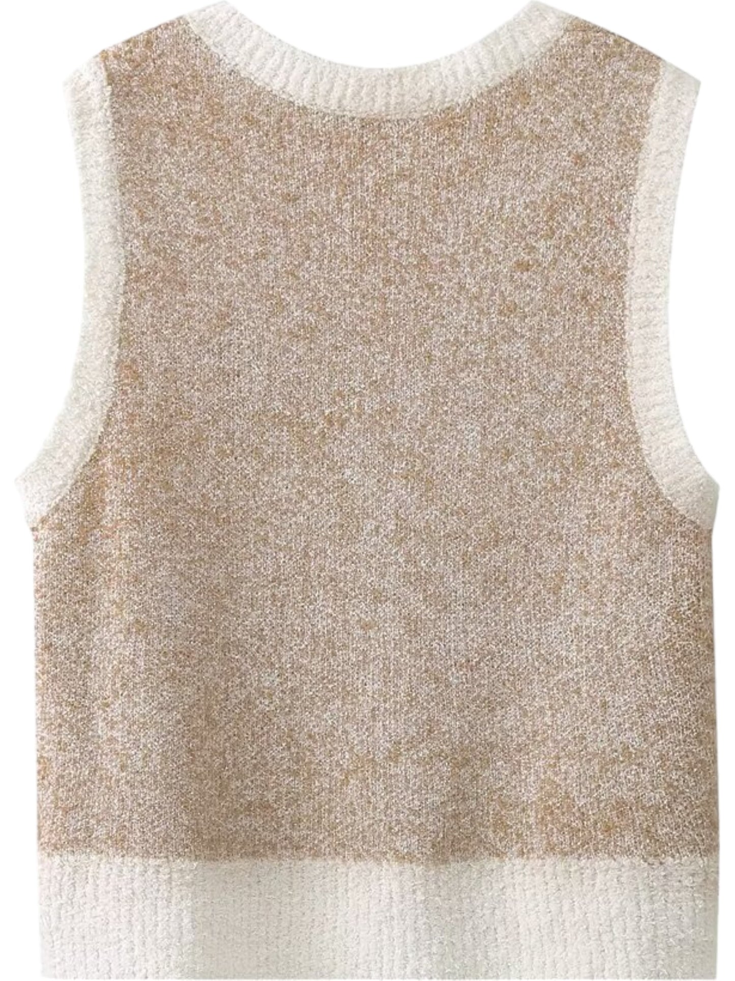 Brushed Light Tan Clover Pattern Light Knit Vest