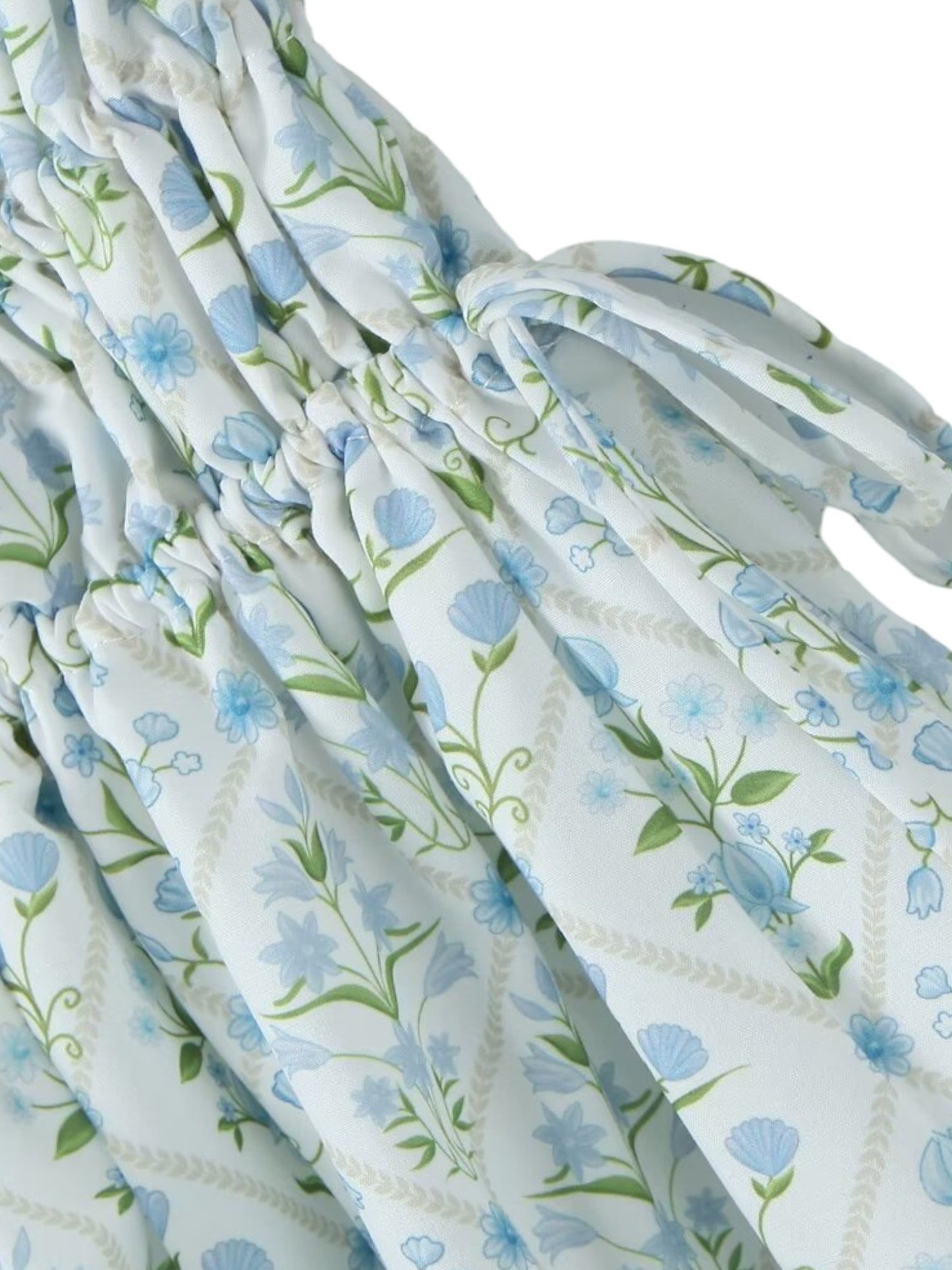 Dainty Floral Print Gathered Chest Ruffle Mini Dress