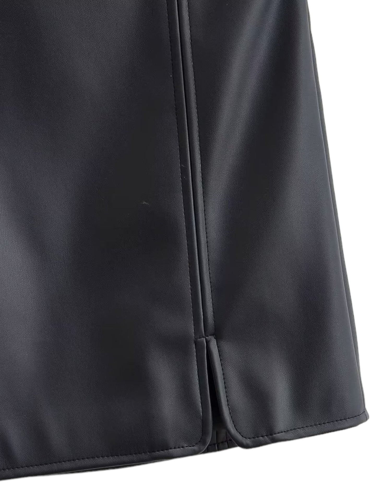 Font Vent Panel Faux Leather Mini Skirt