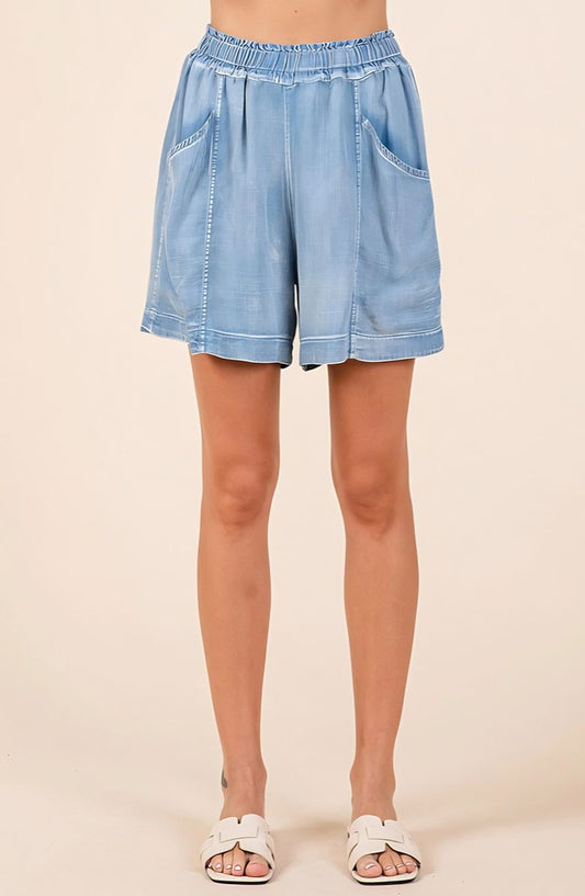 Textured Cotton Drawstring Shorts with Pockets and Elastic Waistband