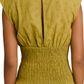 Smocked Waist Mini Dress with Ruffled Hem in Yellow
