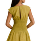 Smocked Waist Mini Dress with Ruffled Hem in Yellow