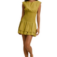 Smocked Waist Mini Dress with Ruffled Hem in Yellow
