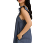 Ruffle Strap Denim Romper with Relaxed A-Line Silhouette