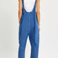 Relaxed Fit Sleeveless Denim Overalls with Front Patch Pockets and Wide Leg Silhouette