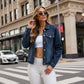 Classic Denim Jacket with Button Front and Chest Pockets