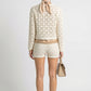 Two Piece Crochet Knit Set with Button Front Cardigan and Shorts