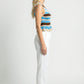 Sleeveless Knit Top with Stripe Pattern and Ruffle Hem