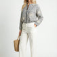 Long Sleeve Cropped Jacket with Zip Front and Embroidered Stripe Pattern