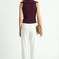 Sleeveless Sweater Vest with Zip Front and Ribbed Knit