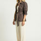 Long Sleeve Utility Jacket with Belted Waist and Patch Pockets