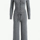 Two Piece Knit Set with Button Front Cardigan and Wide Leg Pants