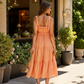 Tiered Smocked Midi Dress with Ruffle Details and Tie Straps